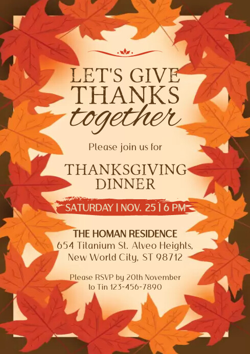 THANKSGIVING | Dinner Party Invite Template | PosterMyWall